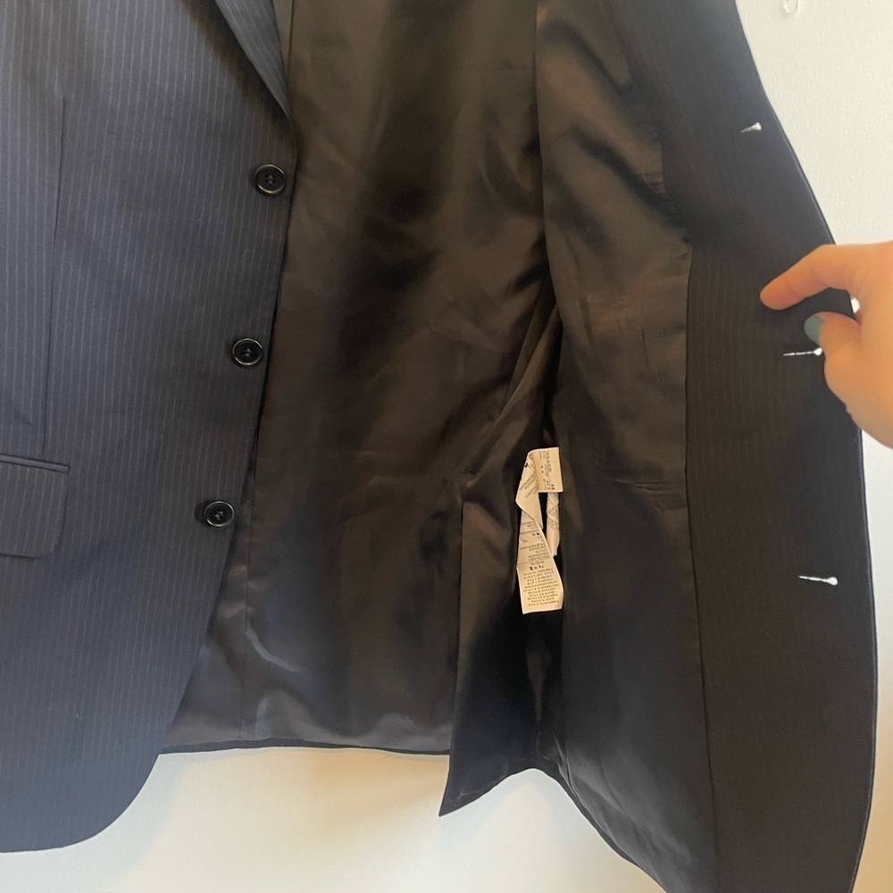 United Colors of Benetton Navy Blue Blazer Subtle Pinstripes Men’s Suit Jacket - Picture 4 of 10